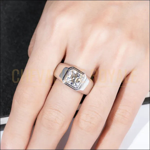 Chevalière Royale: Bague en Moissanite 3 Carats, Argent S925 Plaqué Or-Chevaliere Royale - 987