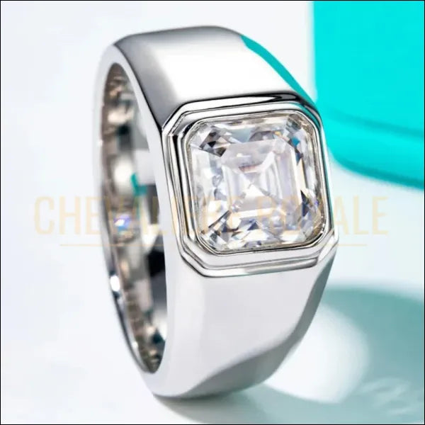 Chevalière Royale: Bague en Moissanite 3 Carats, Argent S925 Plaqué Or-Chevaliere Royale - 