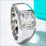 Chevalière Royale: Bague en Moissanite 3 Carats, Argent S925 Plaqué Or