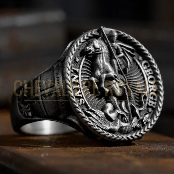 Chevalière - Saint Georges et le Dragon | Bague Artisanale-CHEVALIERE ROYALE