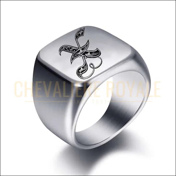 Chevaliere Royale - Bague simple pour hommes en acier inoxydable personnalisable 