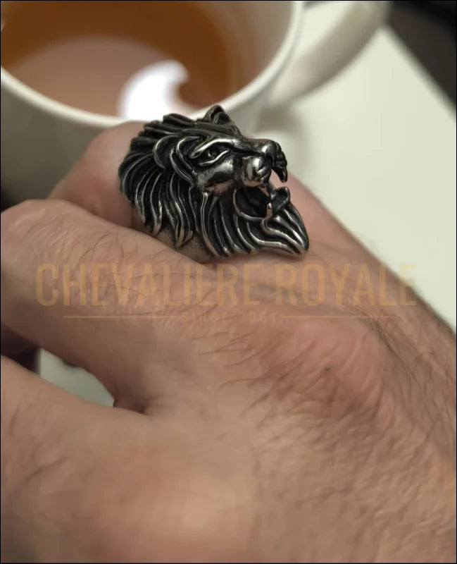 Chevalière tête de lion en acier – modèle homme d’occasion