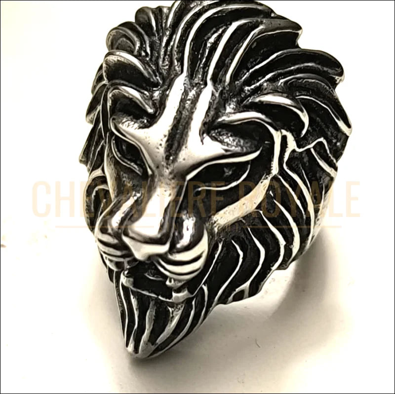 Chevalière tête de lion en acier – modèle homme d’occasion
