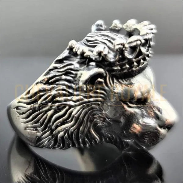 bague chevaliere tete de lion argent massif le roi 