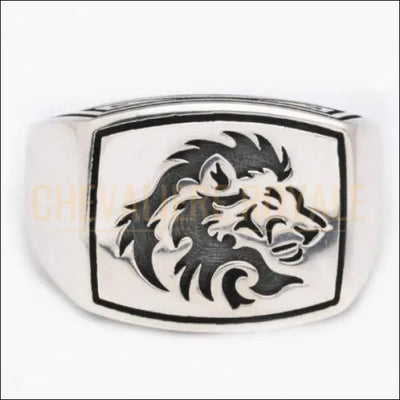 Bague Chevalière tête de lion en argent sterling finement travaillée