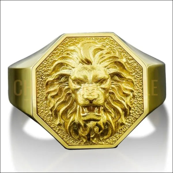 chevaliere en or tete de lion 18 carats artisanale 