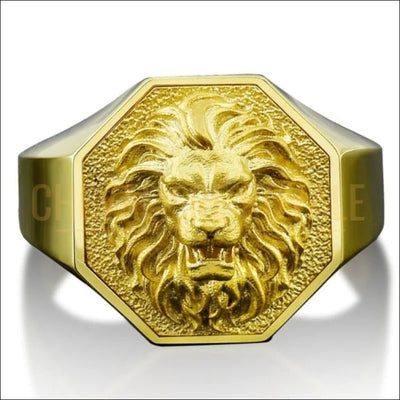 chevaliere en or tete de lion 18 carats artisanale 
