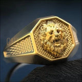 Chevalière tête de lion fabriquée à la main en or 14K-18K