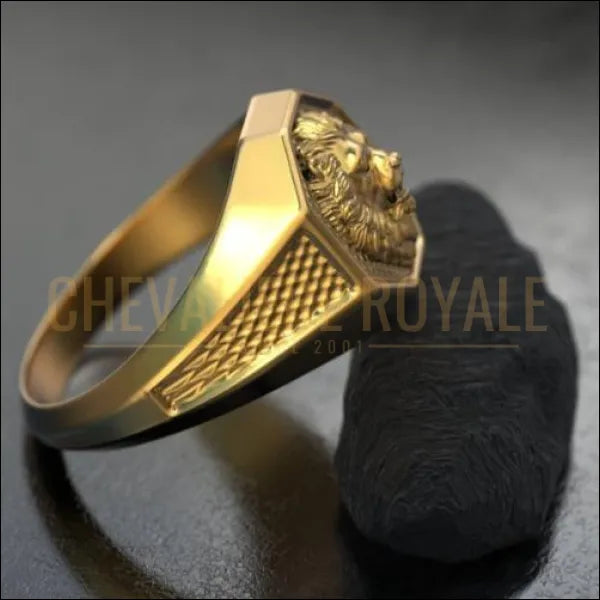 Chevaliere tete de lion fabriquee a la main en or 14K 18K 49 14K