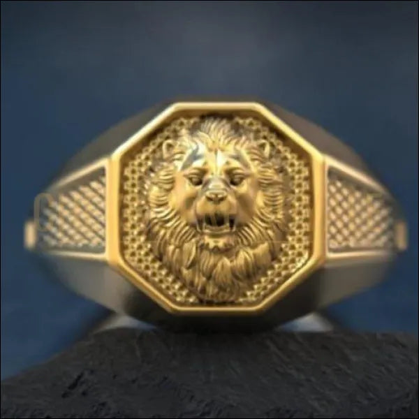 Chevalière tête de lion fabriquée à la main en or 14K-18K homme