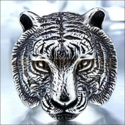 Chevalière homme acier tête de lion couleur silver gold 