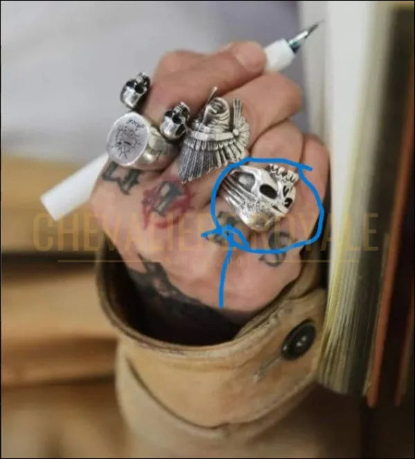 Chevalière Tête de Mort Johnny Deep - Bandana Skull Ring en Argent-987