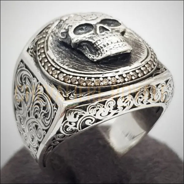 Chevalière-Tête-de-Mort-Memento-Mori -Argent-Chevaliere Royale-