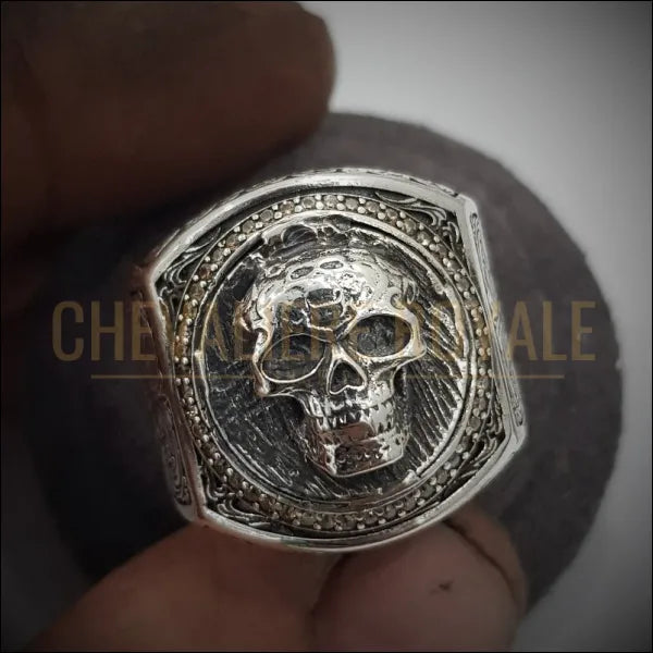 Chevalière-Tête-de-Mort-Memento-Mori -Argent-Chevaliere Royale-1