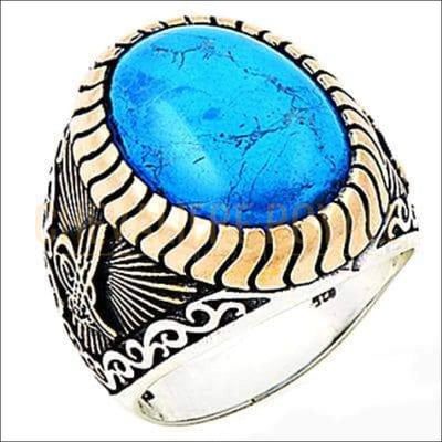 Chevalière homme argent  turquoise 
