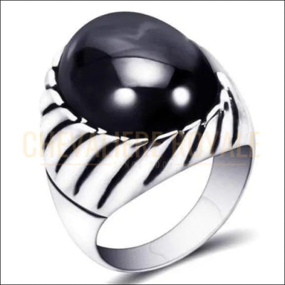 Chevalier royale vintage pour homme en titane antique pierre onyx 