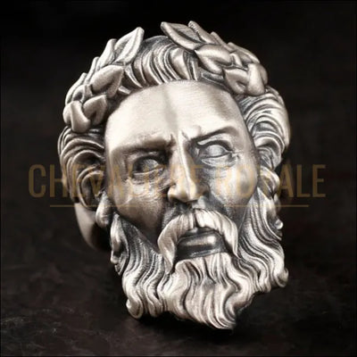 Chevalière Zeus en argent artisanal | le Père des dieux-Chevaliere Royale - 