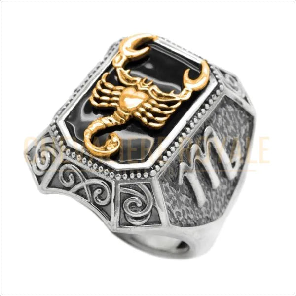 Bague Chevalière luxe zodiaque scorpion en argent massif faite à la main