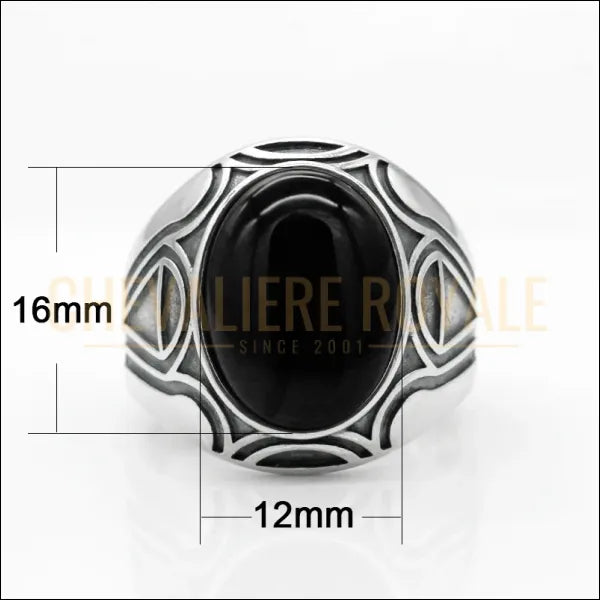 Chevalières Homme Argent : Onyx Noir Naturel-Chevaliere Royale-21