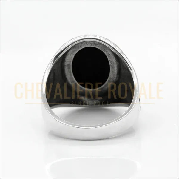 Chevalières Homme Argent : Onyx Noir Naturel-Chevaliere Royale-846