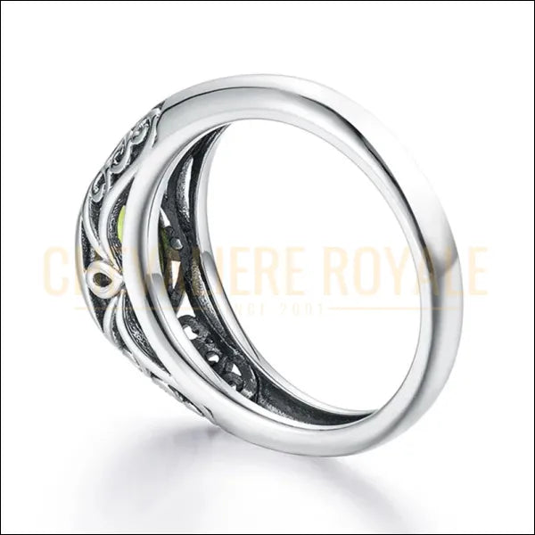 Éclat Rétro : Bague chevalière femmes Péridot en Argent -chevaliere royale - 56