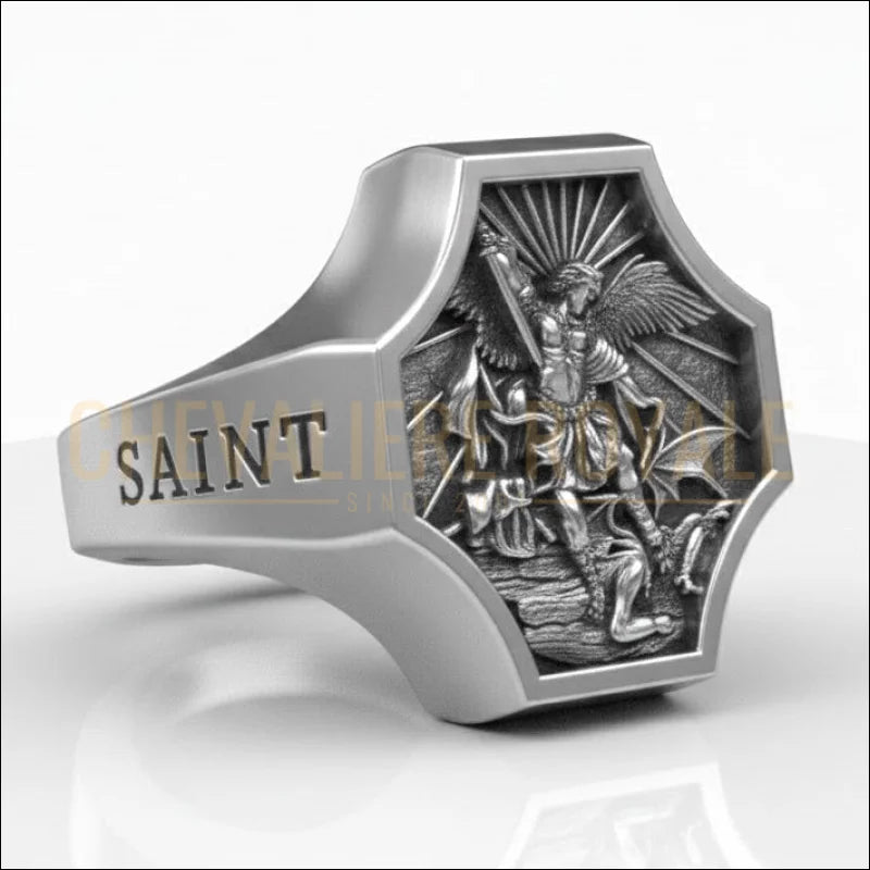 Bague-pour-hommes-Archangel-Michael-Saint-Chevaliere-Royale
