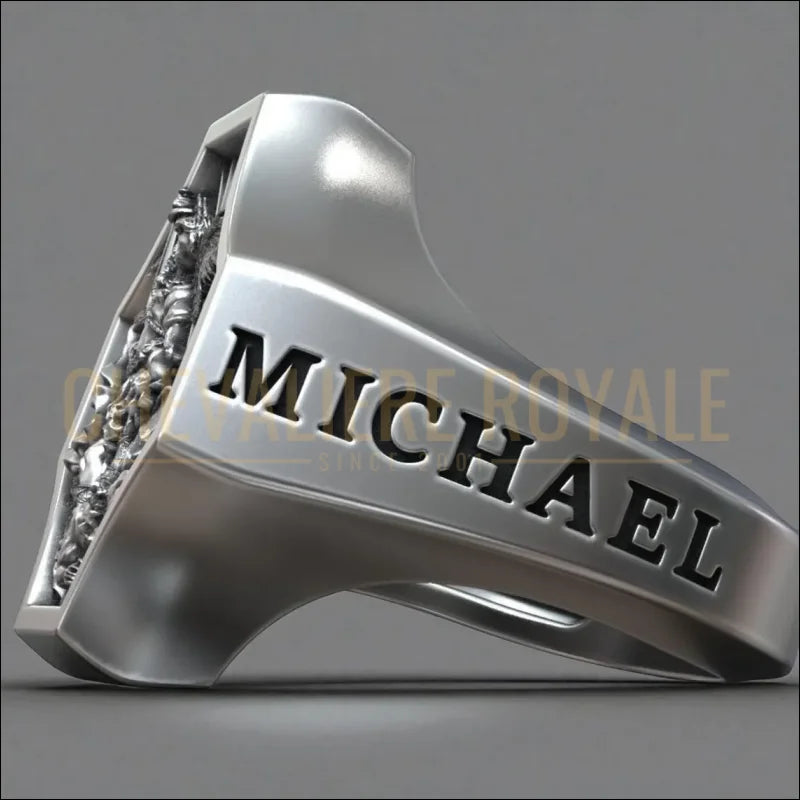 Bague-en-argent-pour-hommes-Archangel-Saint-Michael-Chevaliere-Royale