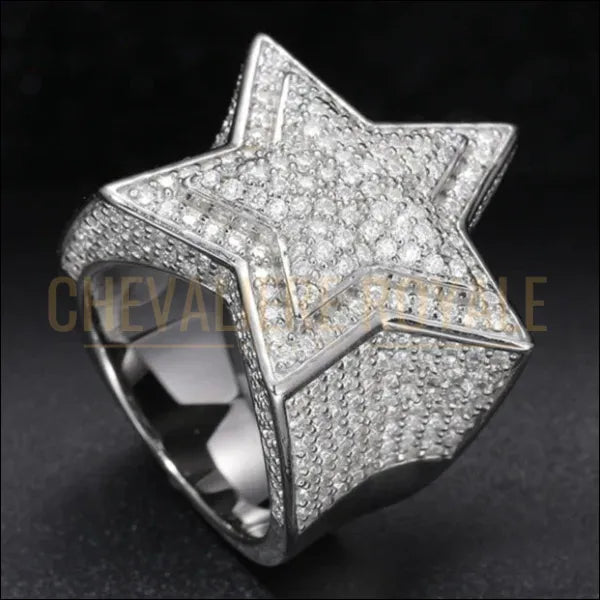 Étoile scintillante: chevalière de luxe en moissanite - 6