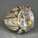 Grosse Chevalière Ornée en Argent Massif et Moissanite