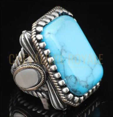 Grosse Chevalière Pierre Turquoise Naturelle – Élégance et Caractère-Chevaliere Royale-2