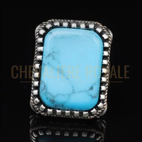 Grosse Chevalière Pierre Turquoise Naturelle -Chevaliere Royale-20241