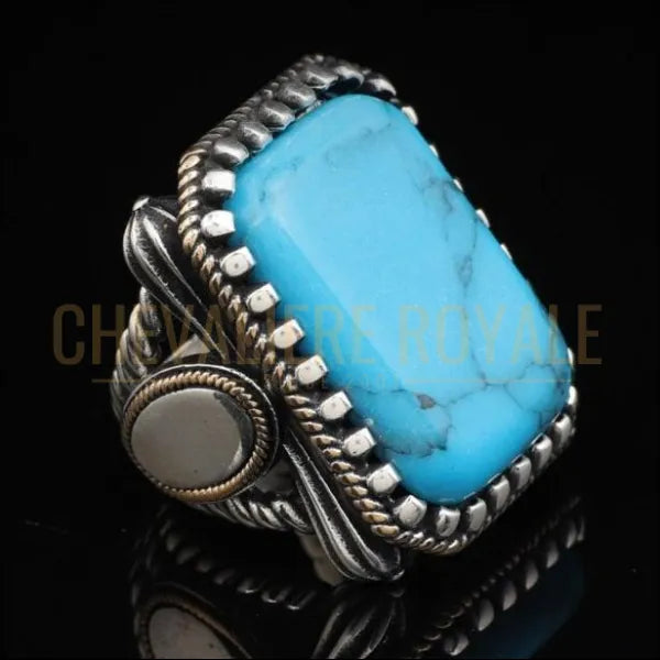 Grosse Chevalière Pierre Turquoise Naturelle – Élégance et Caractère-Chevaliere Royale-21
