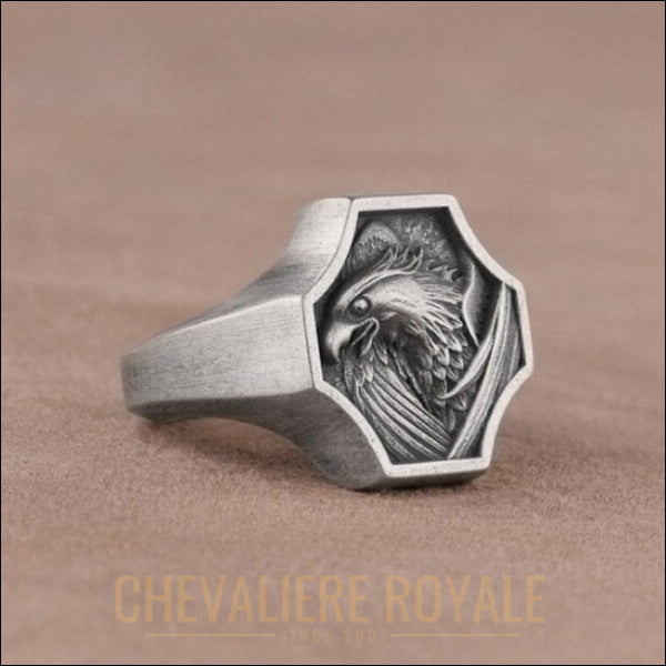 Chevalière d'aigle - Un bijou majestueux en argent-Chevaliere Royale - 12