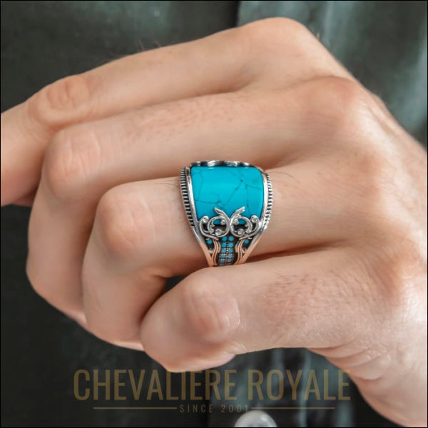 Chevalière Homme : La Turquoise, Pierre de Chance-Chevaliere Royale - 21