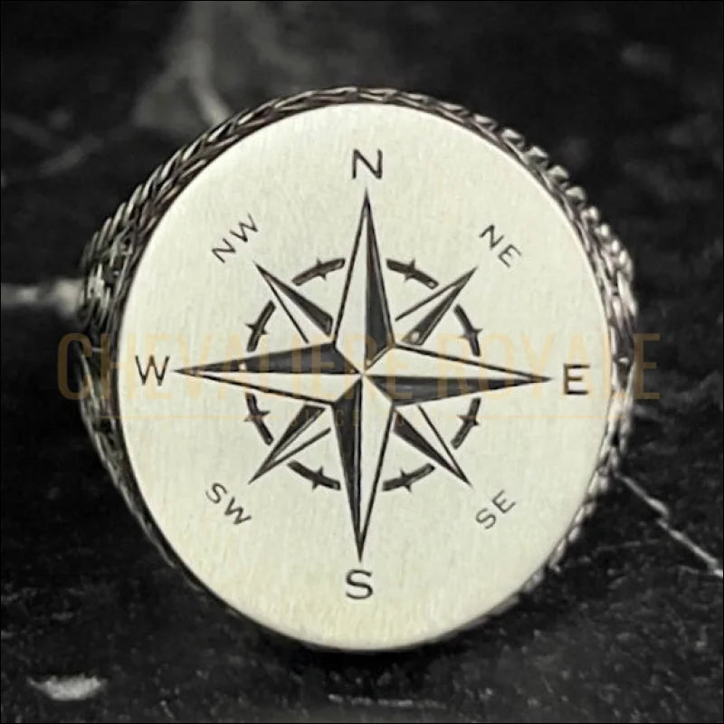 La Bague "Étoile du Nord" – Chevalière Boussole en Argent Massif (7g)