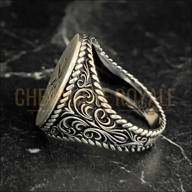 La Bague "Étoile du Nord" – Chevalière Boussole en Argent Massif (7g)