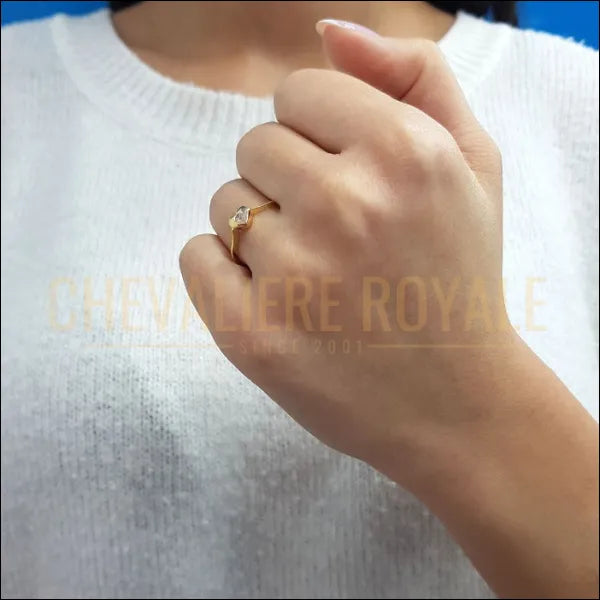 La Promesse Étincelante : Bague Cœur  Diamant Couleur G 0,05 carat-chevaliere-royale-57