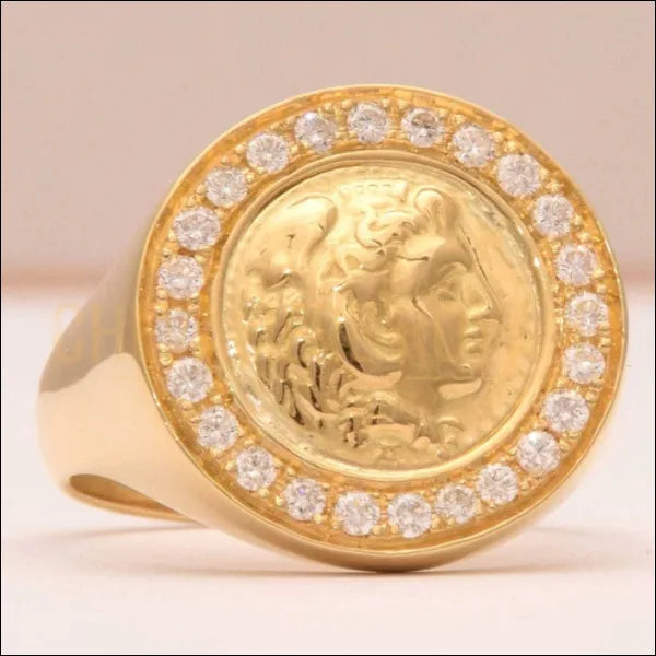 L'Héritage Grec d'Alexandre le Grand : Bague Chevalière en Or Massif-Chevaliere Royale  - 