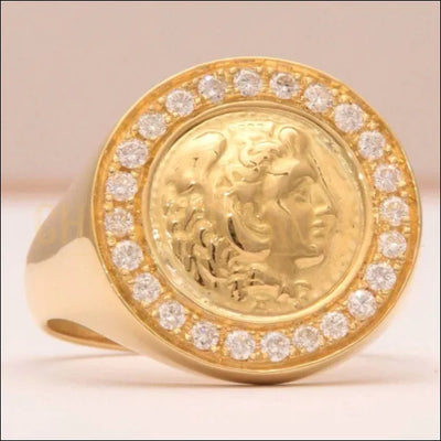 L'Héritage Grec d'Alexandre le Grand : Bague Chevalière en Or Massif-Chevaliere Royale  - 