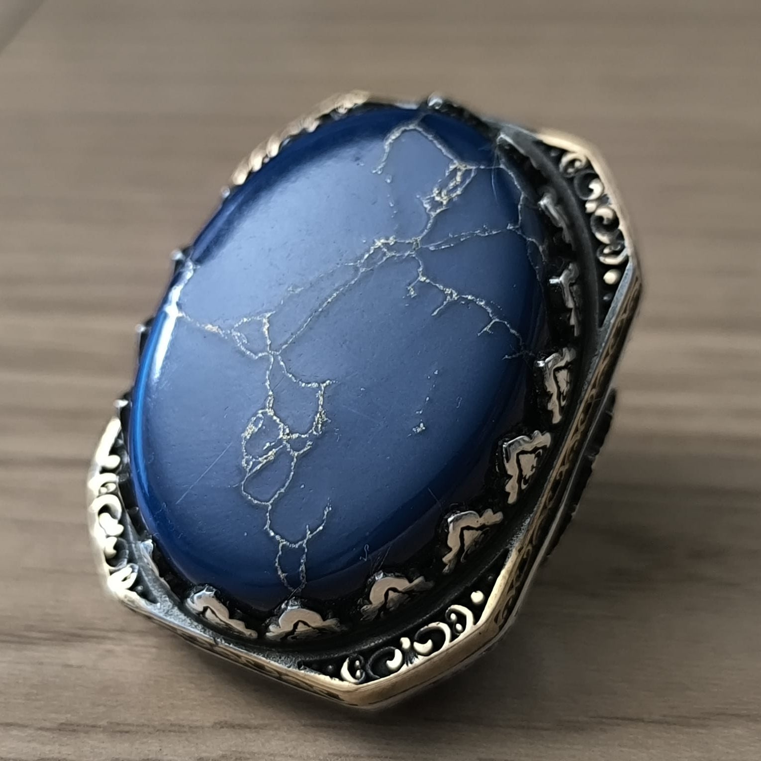Chevalière d’Exception Argent &amp; Lapis-Lazuli (État Neuf - Moitié Prix !)