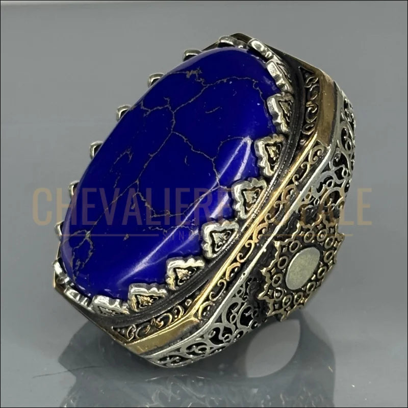  Grosse-Chevalière-Lapis-Lazuli-(60g)-Chevaliere-Royale