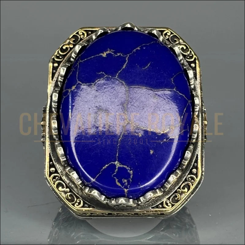  Grosse-Bague-Lapis-Lazuli-(60g)-Chevaliere-Royale-