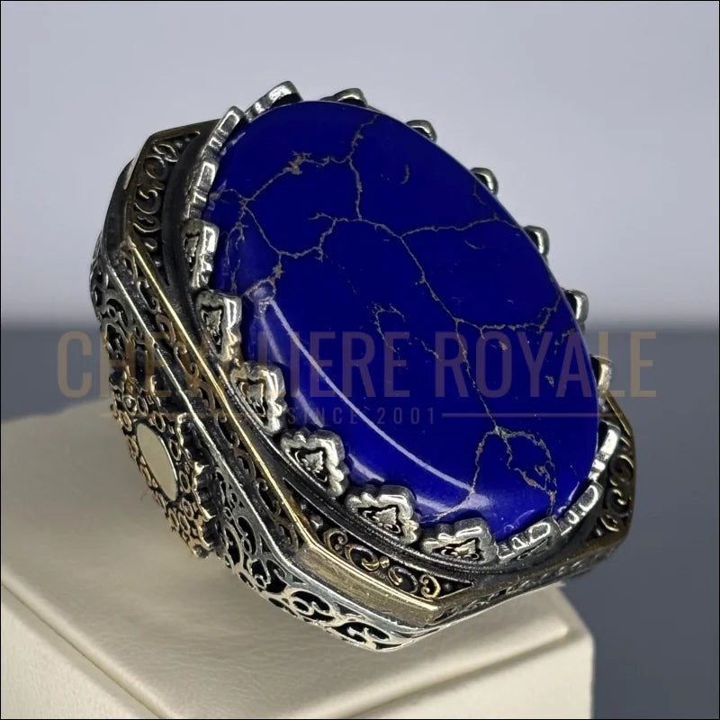  Grosse-Chevalière-Hommes-Lapis-Lazuli-(60g)-Chevaliere-Royale-