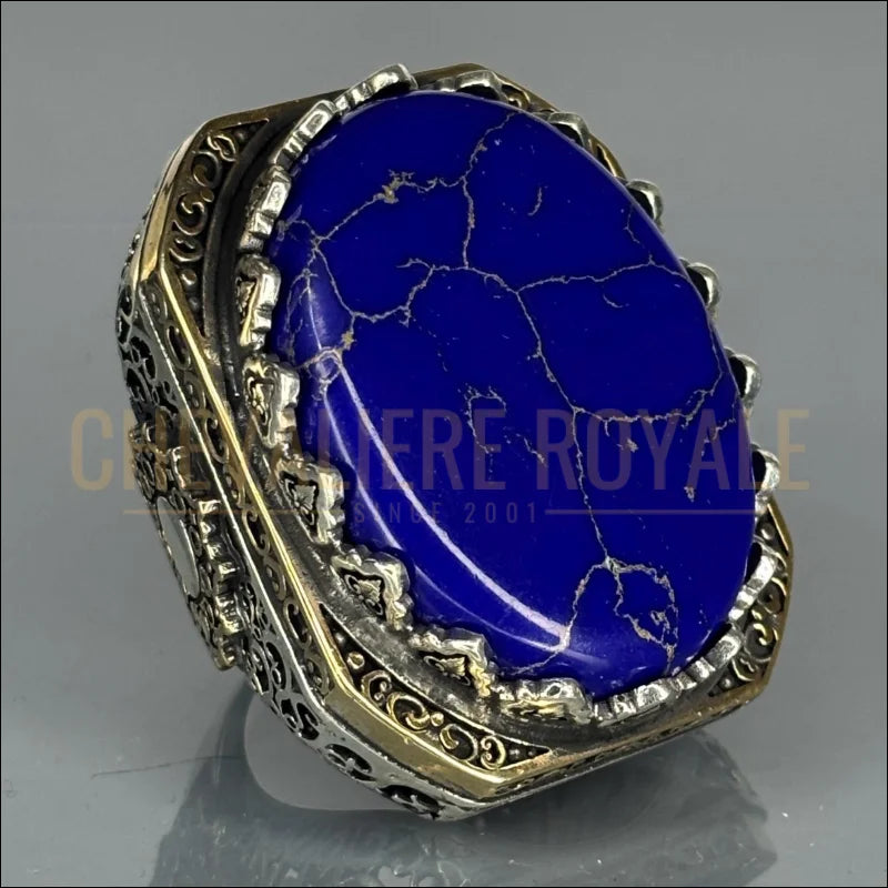  Grosse-Chevalière-Lapis-Lazuli-(60g)-Chevaliere-Royale-