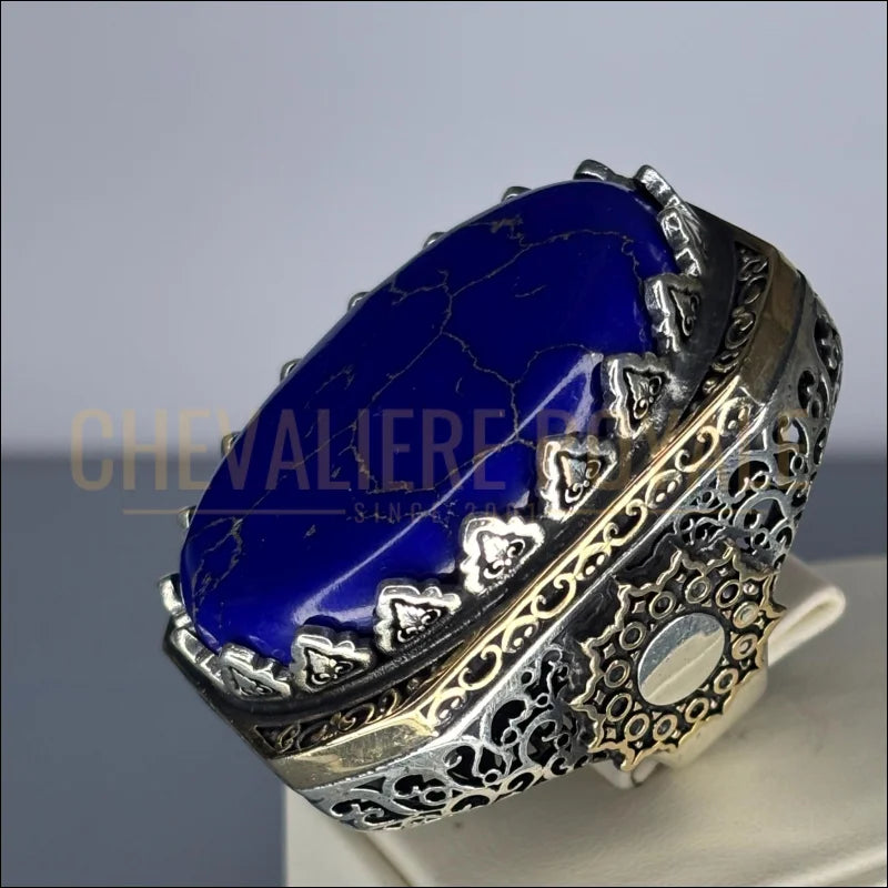  Grosse-Chevalière-Hommes-Lapis-Lazuli-(60g)-Chevaliere-Royale-