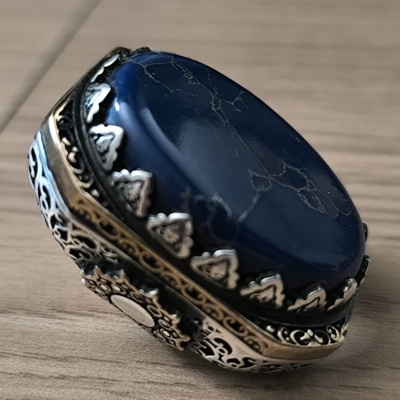 Chevalière d’Exception Argent &amp; Lapis-Lazuli (État Neuf - Moitié Prix !)