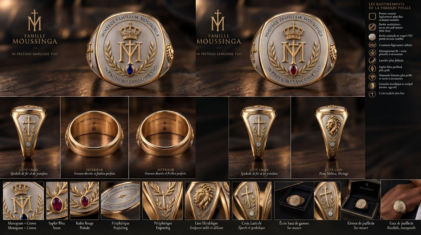 Chevalière sur mesure (Saphir & Rubis) - Platine et Or 18k – M. Moussinga