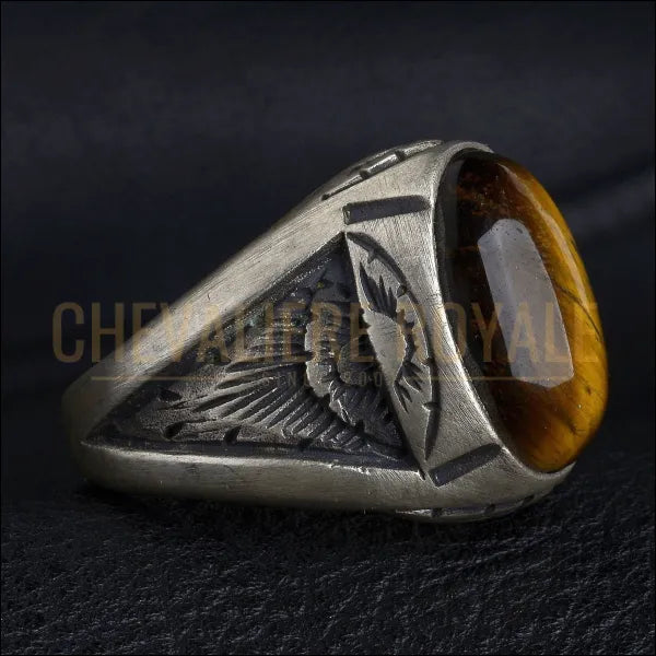 Chevalière Pierre Œil de Tigre Chevalière Royale