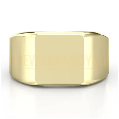 Or Jaune 14K: Chevalière Personnalsiée Carrée Façonnée Main-Chevaliere Royale-54