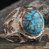 Sculptée à la Main: Chevalière Turquoise Argent Homme